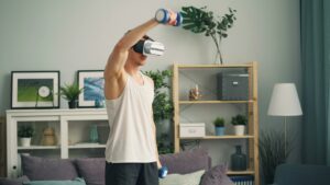 Virtual reality (VR) and augmented reality (AR) workouts that turn fitness experiences into games