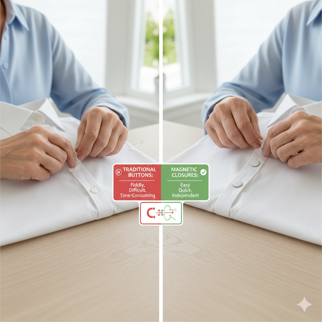 Magnetic Closures vs. Traditional Buttons: The Best Adaptive Fashion Solutions for Users with Limited Dexterity